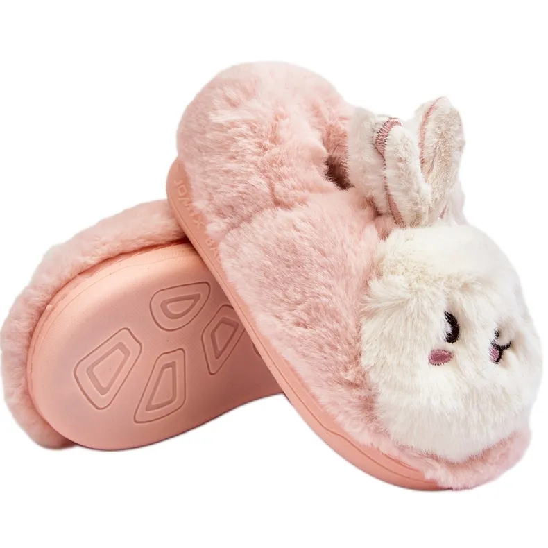 Chaussons enfant fourrure avec un lapin, rose clair Apolanie
