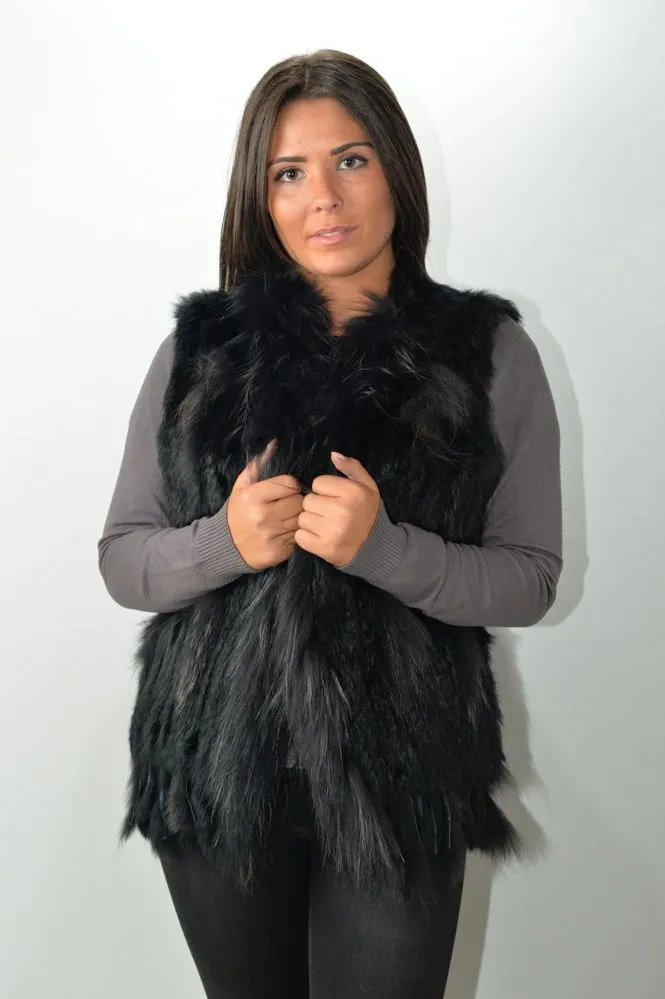 Gilet Fourrure LAPIN MARMOTTE MURPHY X26 Noir
