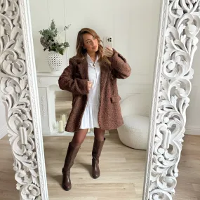 MAXI BLAZER OVERSIZE LAINE BOUILLIE CHOCO