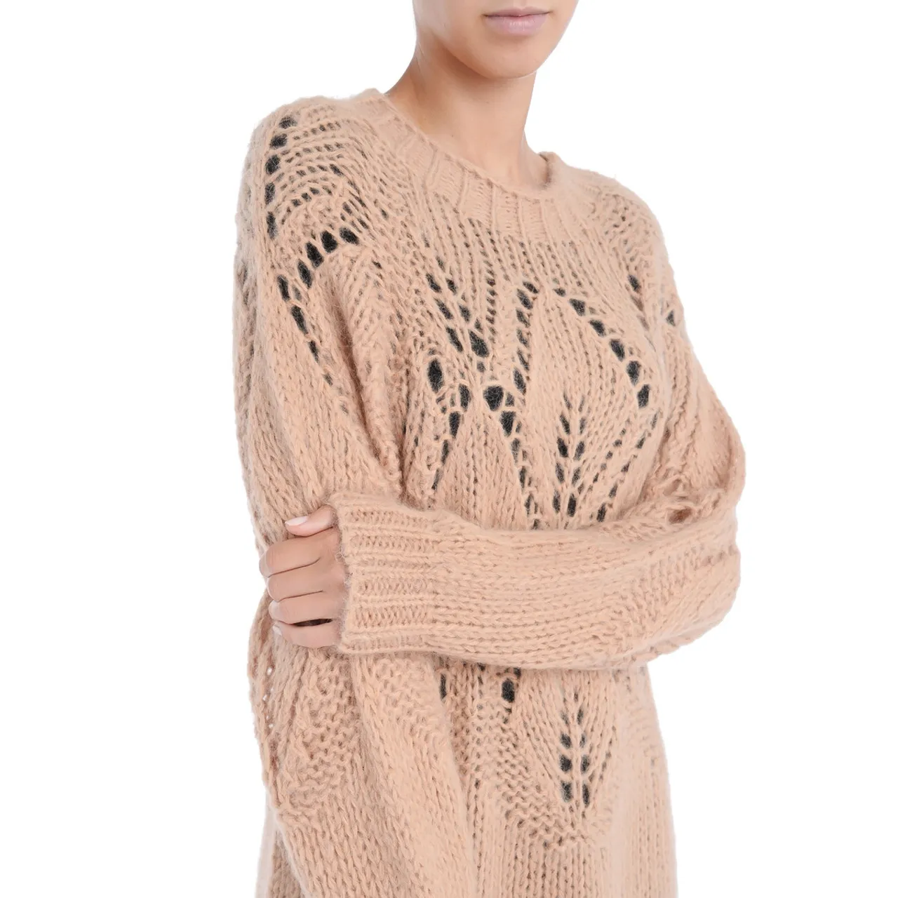 Twinset Maxi-tricot en mohair beige